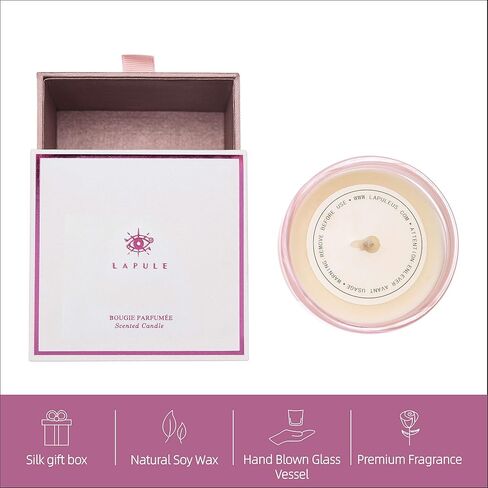 Lapule Luxury Orange Blossom Scented Candle in Handblown Decorative Glass Jar | Long Burning Aromatherapy Soy Wax Candles with Natural Fragrance Essential Oils | for Women Gifts | Home and Bath Decor in Saudi Arabia