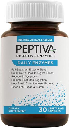 Peptiva Daily Digestive Enzymes, Full-Spectrum, Daily Digestive Health, Supports Break-Down of Foods & Post-Meal Digestion, 30ct in Kuwait