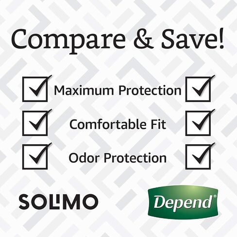 علامة أمازون التجارية - ملابس داخلية للنساء لسلس البول وما بعد الولادة من سوليمو، أقصى قدر من الامتصاص، كبير، 54 قطعة، 3 عبوات من 18 قطعة in Kuwait