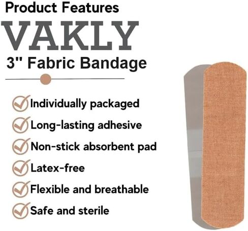 200 Fabric Flexible Adhesive Bandage Strips - 3" x 3/4" Breathable Bandages with Non-Stick Pad - Latex Free for First Aid Kit Wound Care and Protection (2 Packs of 100) in Kuwait