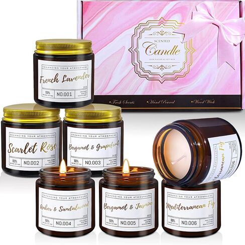 6 Pack Candle Gift Set, Candles for Women/Mom, Aromatherapy Soy Wax Jar Candles for Home Scented, Stress Relief Scented Candle Set for Christmas, Thanksgiving, Birthday,Valentine's Day in Saudi Arabia
