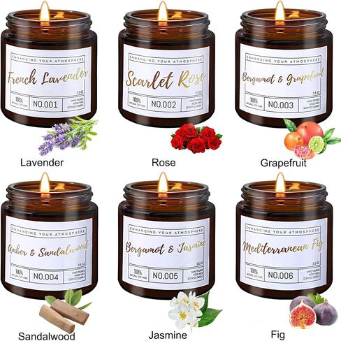 6 Pack Candle Gift Set, Candles for Women/Mom, Aromatherapy Soy Wax Jar Candles for Home Scented, Stress Relief Scented Candle Set for Christmas, Thanksgiving, Birthday,Valentine's Day in Saudi Arabia