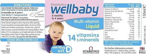 Vitabiotics Wellbaby Multi-Vitamin Liquid - Immune System Multivitamin for Infants and Babies Ages 6 Months to 4 Years - 150mL in Saudi Arabia