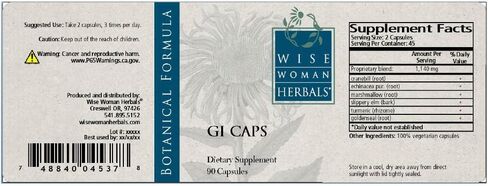 Wise Woman Herbals – GI Capsules – 90 Capsules - All-Natural Supplement for Digestion Support, Promotes Healthy Intestinal Function, Gastrointestinal Health Aid in Kuwait