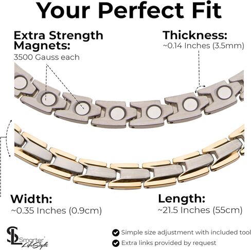 قلادة علاج مغناطيسي أنيقة من التيتانيوم للرجال والنساء، وتخفيف آلام التهاب المفاصل والرقبة والصداع النصفي والأكتاف والظهر - قلادات مغناطيسية للرجال والنساء (رمادي معدني) من Smarter LifeStyle in Kuwait