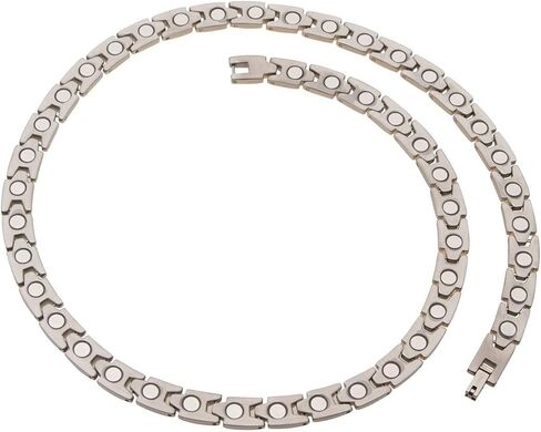 قلادة علاج مغناطيسي أنيقة من التيتانيوم للرجال والنساء، وتخفيف آلام التهاب المفاصل والرقبة والصداع النصفي والأكتاف والظهر - قلادات مغناطيسية للرجال والنساء (رمادي معدني) من Smarter LifeStyle in Kuwait