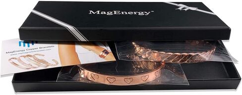 سوار نحاسي مغناطيسي من MagEnergy للنساء هدية للأم مقاس 6.5-6.8 بوصة قابل للتعديل-قطعتان (ذهبي ووردي) in Kuwait