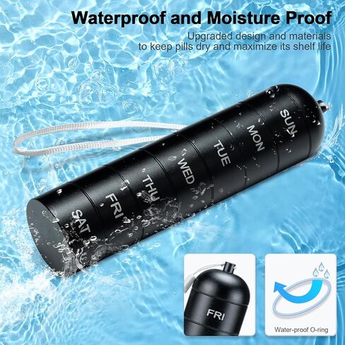 Metal Pill Organizer Weekly - Betife Stackable Waterproof Travel Pill Box, Portable Aluminum Alloy 7 Day Pill Case, Moisture Proof BPA Free Pill container to Hold Medicine, Vitamins, Supplements in Kuwait