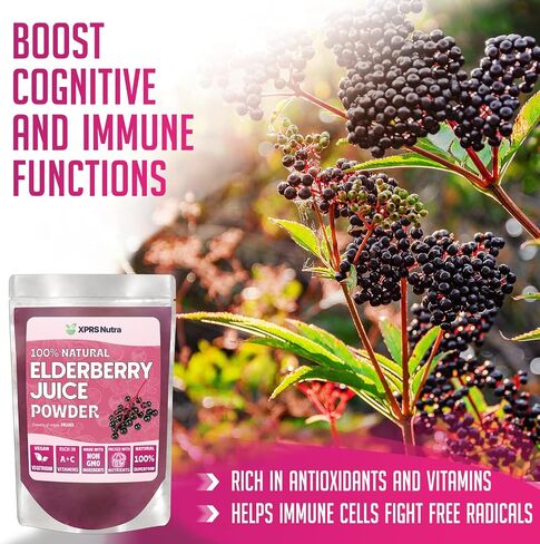 XPRS Nutra Elderberry Juice Powder - Elderberry Powder Organic Fruit Juice Mix - Powdered Elderberries Supplement Rich in Vitamins A and C (16 oz) in Saudi Arabia