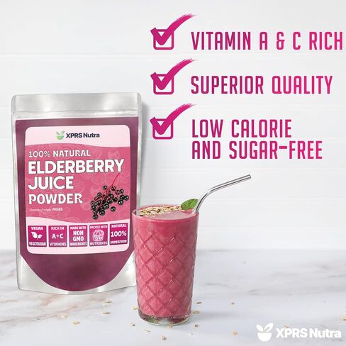 XPRS Nutra Elderberry Juice Powder - Elderberry Powder Organic Fruit Juice Mix - Powdered Elderberries Supplement Rich in Vitamins A and C (16 oz) in Saudi Arabia