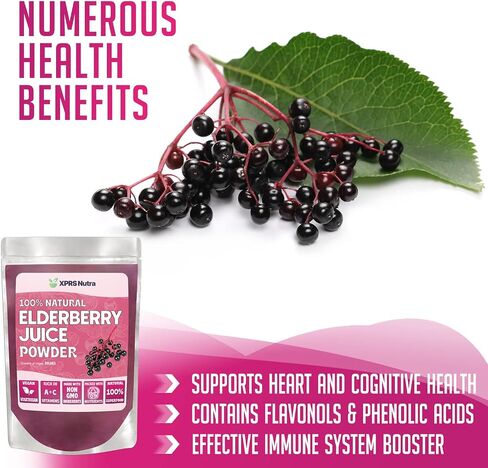 XPRS Nutra Elderberry Juice Powder - Elderberry Powder Organic Fruit Juice Mix - Powdered Elderberries Supplement Rich in Vitamins A and C (16 oz) in Saudi Arabia