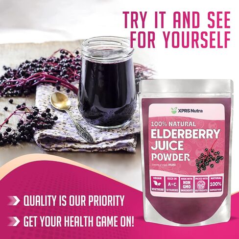 XPRS Nutra Elderberry Juice Powder - Elderberry Powder Organic Fruit Juice Mix - Powdered Elderberries Supplement Rich in Vitamins A and C (16 oz) in Saudi Arabia