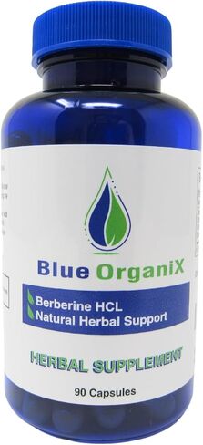 Blue Organix Berberine 500mg Formula HCL Complex Supplement with Silymarin for Better Absorption, 90 Vegetarian Capsules, 1 Bottle, Overall Health Support in Saudi Arabia