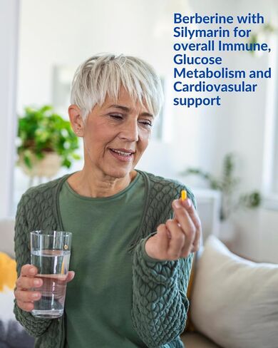 Blue Organix Berberine 500mg Formula HCL Complex Supplement with Silymarin for Better Absorption, 90 Vegetarian Capsules, 1 Bottle, Overall Health Support in Saudi Arabia