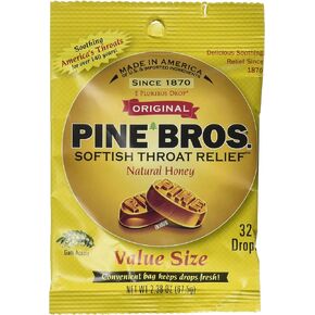 Pine Bros. Softish Throat Drops Value Size, Natural Honey, 32 Count (Pack of 3)