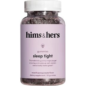 فيتامينات صمغية من الميلاتونين للنوم من HIMS & HERS مع البابونج والل-ثيانين، خالية من الغلوتين، نكهة توت الرمان المضاءة، 60 قطعة in Kuwait