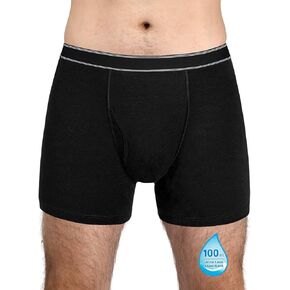 TIICHOO Washable Incontinence Boxer Briefs Underwear for Men with Front Fly Cotton Mens Leak Proof Underwear Regular Absorbency 100ml 3 Pack(Large, Black/Gray/Navy Blue)