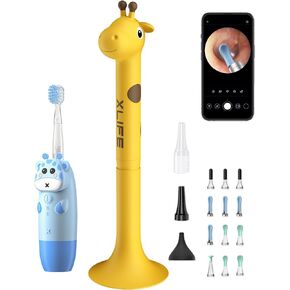 Xlife Ear Wax Removal Tool, Wireless Ear Otoscope with 6 LED Lights, Ear Cleaner with Blue Kids Electric Toothbrush, Earwax Remover for Kids, Ear Camera with 360-Degree Gyroscope for Smart Phones in Kuwait