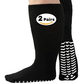M.B. Leaf Extra Wide Mustard Socks for Swollen Feet - Non-Slip Grips, Stretch up to 30'', Ideal for Diabetics & Bariatric Use, Hospital 1 Pair in Kuwait
