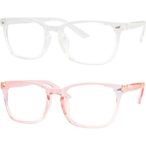 YGAUZ 2 Pack Blue Light Glasses, Blue Light Glasses for Women and Men, Computer Gaming Glasses, Blue Light Blocking Glasses
