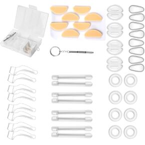50 Pcs Eyeglasses Retainers Sets,Eyeglass Repair Kit Include 12 Pairs Nose Pads 4 Pairs Ear Hooks Holders 4 Pairs Ear Grips 4 Pairs Glasses Temple Tips Sleeve Retainer for Repair in Saudi Arabia