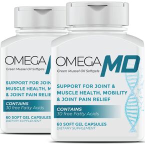 Omega Joint Support Supplement - Natural Muscle Support, Green Lipped Mussel Oil, Best Omega 3-6-9, 10x Better Than Normal Omega 3, SoftGels, Drug-Free (60 Count (Pack of 1))