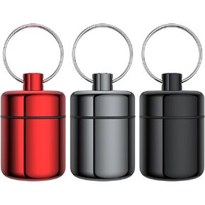 Pill Keychain Holder,(3 Pack) Small Pill Box Waterproof Fob Pill Holder Portable Mini Travel Pill Container Metal Case Bottle in Kuwait