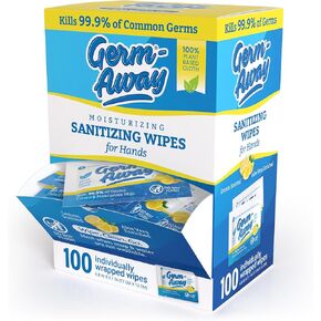 Large Antibacterial Hand Wipes Individually Wrapped Wipes, Travel Size Hand Sanitzer Wipes with Aloe in Dispenser Box, 100 ct Lemon Scent (100 wipes) (Pack of 1) in Kuwait