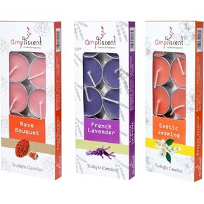 Ampliscent Tea Lights Candles Aromatherapy Candle Natural Soy Wax for Candle Holder and Gift Set (Chocolate Red Apple + Fruit Splash + Citrus Orange) (Pack of 3, Total 30 Candles) in Kuwait