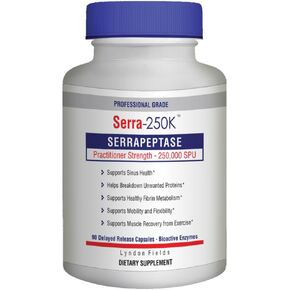 Lyndon Fields Serra-250K Serrapeptase 250,000 SPU - Supports Healthy Sinuses, 90 Delayed Release Capsules Technology, Maximum Potency in Saudi Arabia