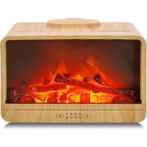 Essential Oil Diffuser, 300ml Flame Fireplace Aromatherapy Oil Diffuser for Large Room, Ultrasonic Cool Mist Humidifier with 2 Mist Modes, 2 Timer, 3 Light Modes, Auto Shut-Off for Home Office Gift in Kuwait