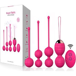Kegel Exercise Products for Women，12 Modes of Remote Control Vibration,Set of 4pcs, Ben Wa Balls for Kegel Exercises，Pelvic Floor Tightening and Strengthen Bladder Control - Prevent Prolapse (Color : in Saudi Arabia