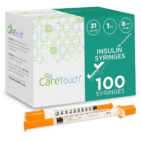 محاقن أنسولين كير تاتش 31 جم 1 سم مكعب 5/16 بوصة - 8 مم 1 سم مكعب (عبوة من 100) - إبر أنسولين حقنة قياس 5/16 بوصة - محقنة غير سامة وغير بيروجينية مع إبر رفيعة جدًا in Kuwait