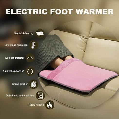 جهاز تدفئة القدم الكهربائي من KADORVA، تسخين سريع، وسادة كبيرة جدًا مع 9 إعدادات للرجال والنساء ذوي الأقدام الباردة، جهاز تحكم عن بعد لتدفئة القدمين على الجانبين، هدية استرخاء مثالية للنساء in Kuwait