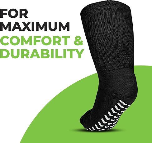 M.B. Leaf Extra Wide Mustard Socks for Swollen Feet - Non-Slip Grips, Stretch up to 30'', Ideal for Diabetics & Bariatric Use, Hospital 1 Pair in Kuwait