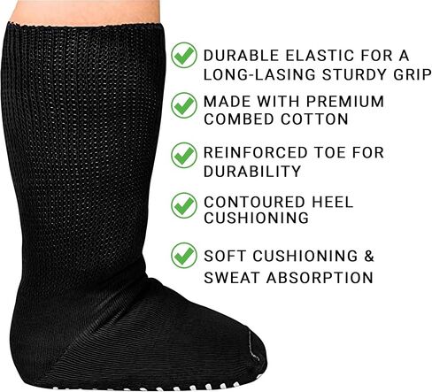 M.B. Leaf Extra Wide Mustard Socks for Swollen Feet - Non-Slip Grips, Stretch up to 30'', Ideal for Diabetics & Bariatric Use, Hospital 1 Pair in Kuwait