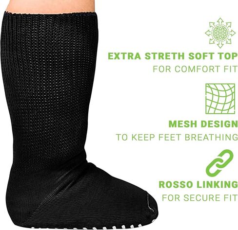 M.B. Leaf Extra Wide Mustard Socks for Swollen Feet - Non-Slip Grips, Stretch up to 30'', Ideal for Diabetics & Bariatric Use, Hospital 1 Pair in Kuwait