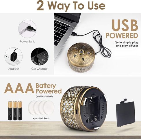 موزع زيوت عطرية لاسلكي صغير، موزع معدني لاسلكي للزيوت العطرية، موزع روائح علاجية محمول يعمل بالبطارية وشحن USB، موزع للسيارة وغرفة النوم والحمام in Kuwait