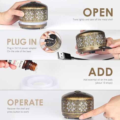 موزع زيوت عطرية لاسلكي صغير، موزع معدني لاسلكي للزيوت العطرية، موزع روائح علاجية محمول يعمل بالبطارية وشحن USB، موزع للسيارة وغرفة النوم والحمام in Kuwait