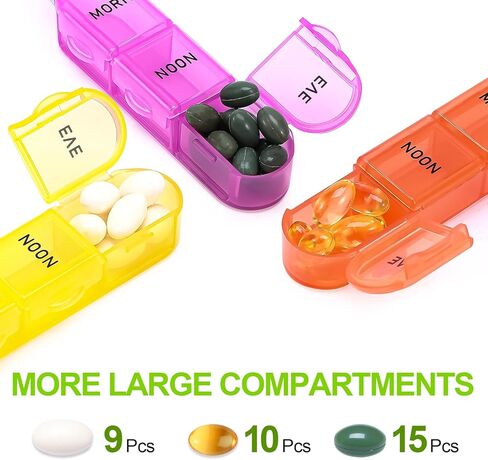 Betife 30 Day Pill Organizer Monthly, Portable One Month Pill Box Cases with 32 Three a Day Morn-Noon-Eve Easy to Open Large Compartments Pill case for Vitamins, Fish Oil, Supplements and Medications in Kuwait