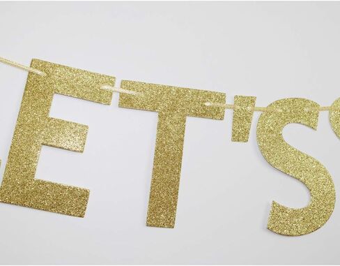 Gold Glitter Let's Pawty Banner for Pet Dogs Birthday Party Sign Decorations in Saudi Arabia