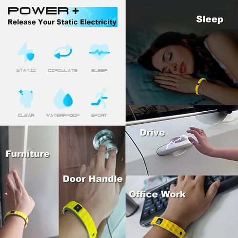 Anti Static Wrist Strap, Anti Static Wristband Rubber Bracelets, Anion Germanium Sport Silicone Bracelet, Winter Electrostatic Removal Wrist Strap for Men Women Teens (Yellow) in Kuwait