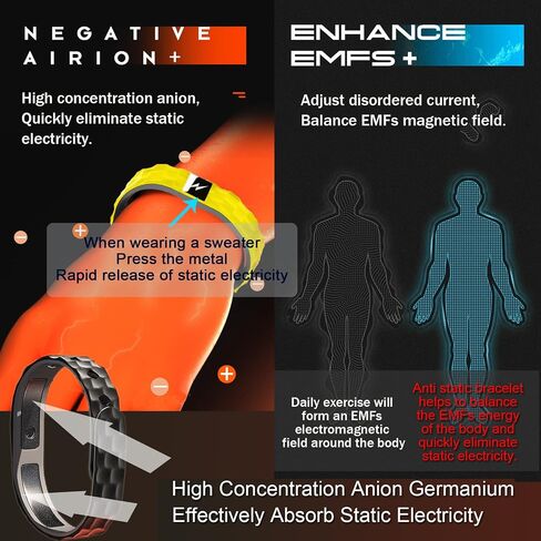 Anti Static Wrist Strap, Anti Static Wristband Rubber Bracelets, Anion Germanium Sport Silicone Bracelet, Winter Electrostatic Removal Wrist Strap for Men Women Teens (Yellow) in Kuwait