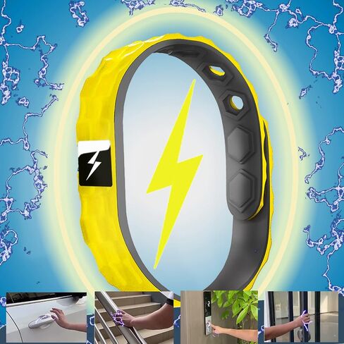 Anti Static Wrist Strap, Anti Static Wristband Rubber Bracelets, Anion Germanium Sport Silicone Bracelet, Winter Electrostatic Removal Wrist Strap for Men Women Teens (Yellow) in Kuwait