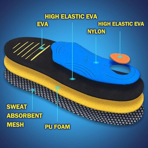 نعل داخلي لدعم قوس التهاب اللفافة الأخمصية للرجال والنساء - نعل داخلي مريح ممتص للصدمات للقدم المسطحة - تخفيف آلام القدم - نعال داخلية لتقويم العظام لألم القوس العالي (S(رجال 4-8 || النساء 5.5-9.5)) in Kuwait
