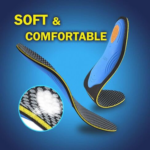 نعل داخلي لدعم قوس التهاب اللفافة الأخمصية للرجال والنساء - نعل داخلي مريح ممتص للصدمات للقدم المسطحة - تخفيف آلام القدم - نعال داخلية لتقويم العظام لألم القوس العالي (S(رجال 4-8 || النساء 5.5-9.5)) in Kuwait