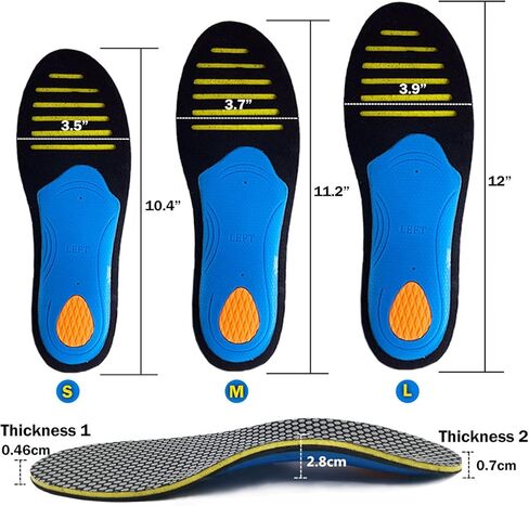 نعل داخلي لدعم قوس التهاب اللفافة الأخمصية للرجال والنساء - نعل داخلي مريح ممتص للصدمات للقدم المسطحة - تخفيف آلام القدم - نعال داخلية لتقويم العظام لألم القوس العالي (S(رجال 4-8 || النساء 5.5-9.5)) in Kuwait