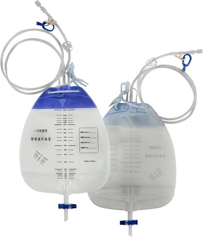 Urinary Drainage Bag(Spiral Connector), Urine Collection Bag with Anti-Reflux Chamber, Medical - Grade Drain Bag 1500ml (Pack of 5) in Kuwait