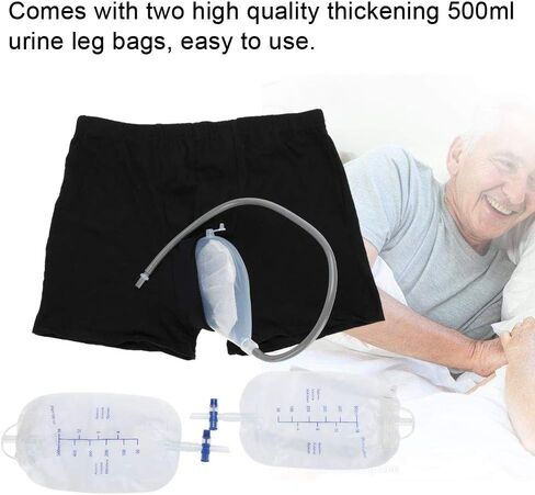 كيس بول، سروال سلس البول يمكن ارتداؤه للرجال، نظام مبولة مع حقيبة تجميع محمولة مانعة للتسرب، حامل قسطرة تبول للساق، حقيبة مبولة للرجال، حقيبة بول، سروال لسلس البول لكبار السن in Kuwait