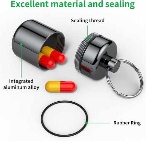 Pill Keychain Holder,(3 Pack) Small Pill Box Waterproof Fob Pill Holder Portable Mini Travel Pill Container Metal Case Bottle in Kuwait